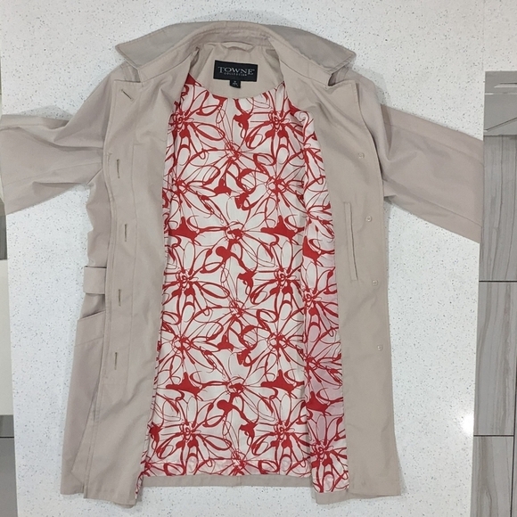 Towne Collection By London Fog Women Beige Tan Trench Coat Belted Button Down M - Picture 5 of 10